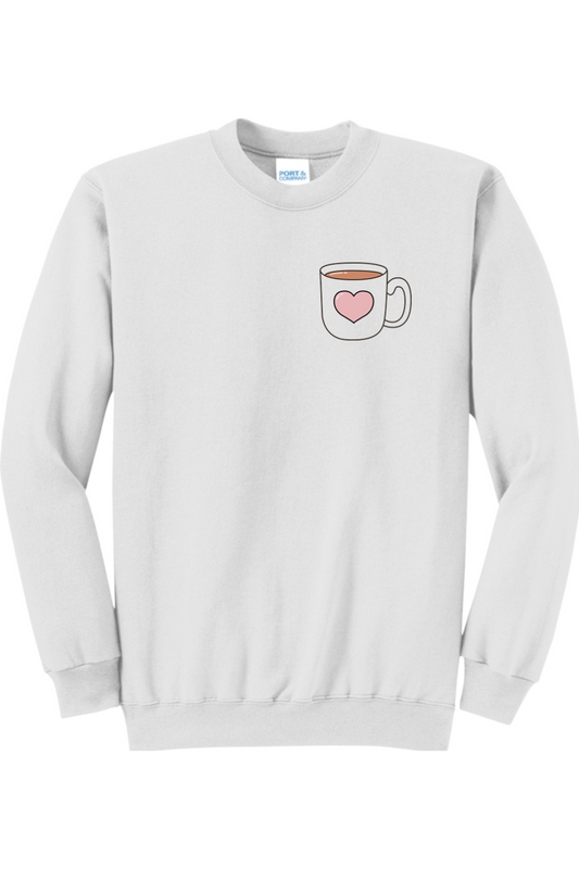 Coffee Cup with Heart Crewneck Sweatshirt