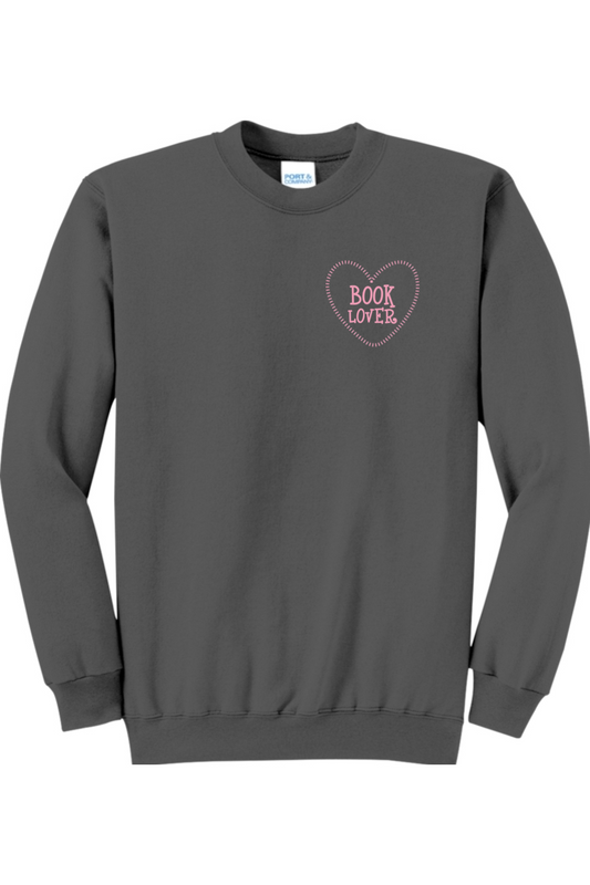 Book Lover Dashed Heart Crewneck Sweatshirt